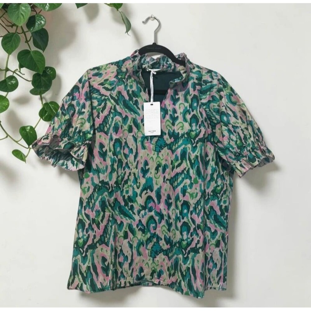 Women’s Multicolor Ruffle Sleeve Blouse
